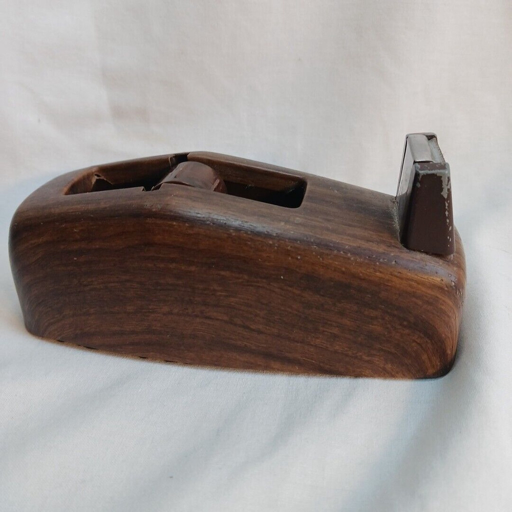 Vintage SCOTCH 3M Model C-21 Executive Tape Dispenser Metal Woodgrain Retro